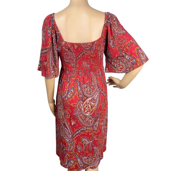 Fat Face NEW Alice Sunkissed Cherry Red Smocked Paisley Dress SZ 4 - Picture 11 of 13